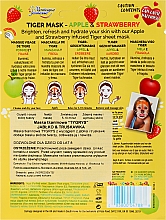 Revitalisierende und erfrischende Tuchmaske für das Gesicht mit Apfel- und Erdbeerextrakt - 7th Heaven Face Food Tiger Face Mask Apple & Strawberry — Bild N2