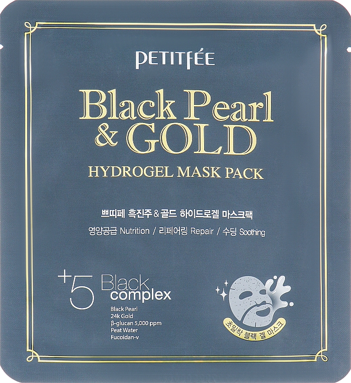 Feuchtigkeitsspendende Gesichtsmaske - Petitfee & Koelf Black Pearl & Gold Hydrogel Mask Pack — Bild N1