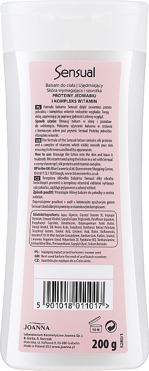Körperlotion mit Seidenprotein für anspruchsvolle und raue Haut - Joanna Sensual Silk Proteins Balsam — Bild N2