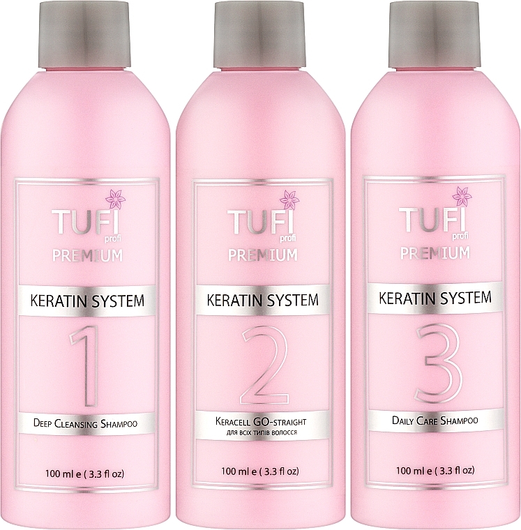 Keratin-Haarglättungsset - Tufi Profi Premium (keratin/100ml + shampoo/100ml*2) — Bild N2