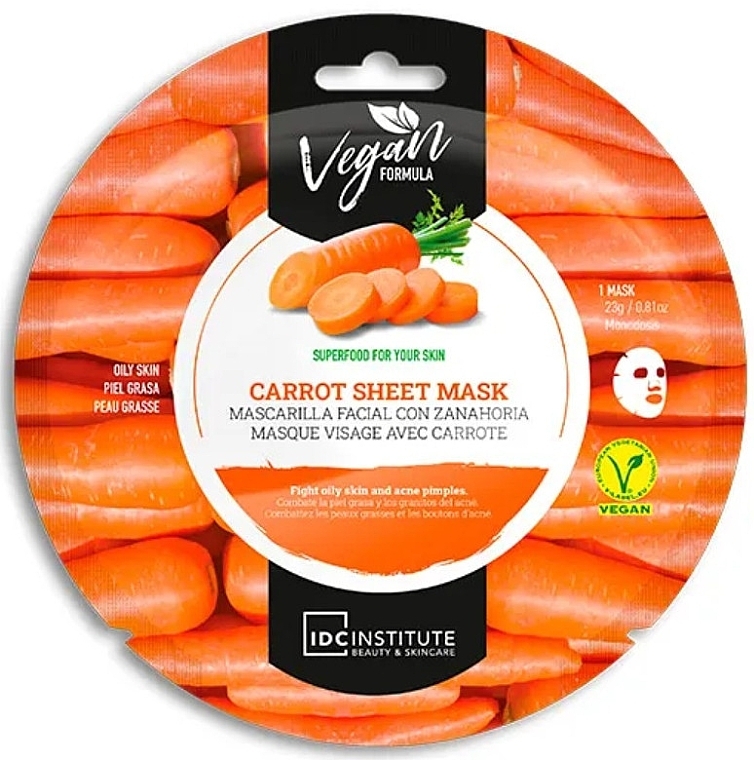 Maske für fettige Haut - IDC Institute Carrot Sheet Mask — Bild N1