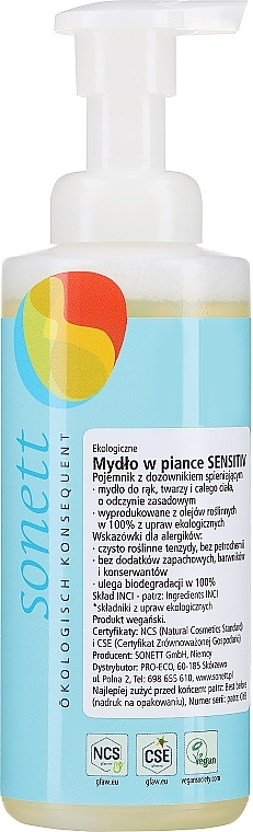 Sonett Foam Soap Sensitive  - Schaumseife für empfindliche Haut — Bild N1