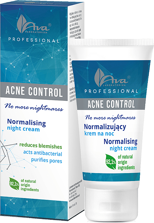 Normalisierende Anti-Akne Gesichtscreme für die Nacht - Ava Laboratorium Acne Control Professional No More Nightmares Normalising Night Cream — Bild N1