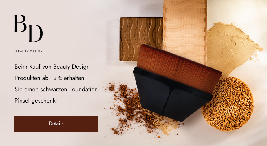 Beim Kauf von Beauty Design Produkten ab 12 € erhalten Sie einen schwarzen Foundation-Pinsel geschenkt