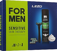 Set - Lezo Box Prime Sport Sensitive (sh/foam/200ml + razor + blade/3pcs) — Bild N1