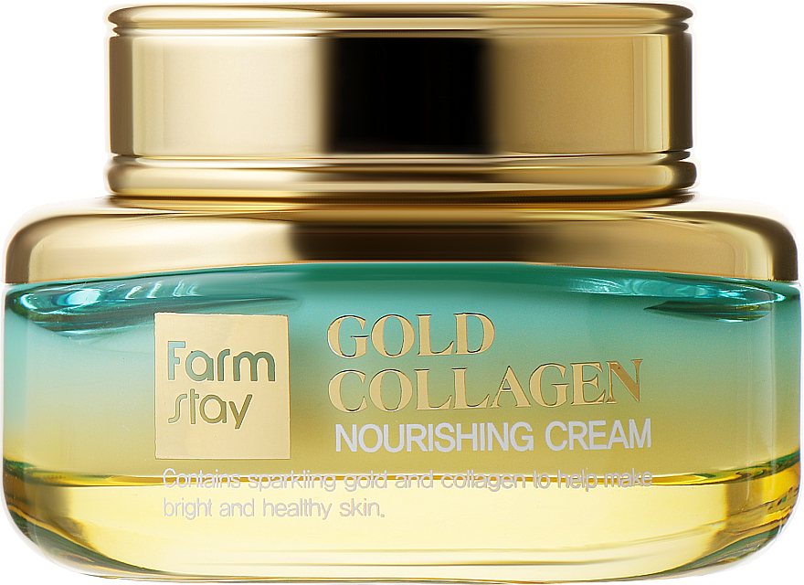 Pflegende Anti-Falten Gesichtscreme mit Goldpartikeln und Kollagen - FarmStay Gold Collagen Nourishing Cream — Bild N1