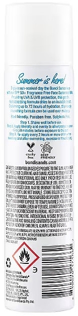 Parfümfreies Sonnenschutzspray für das Gesicht - Bondi Sands Fragrance Free SPF50+ Face Mist — Bild N2