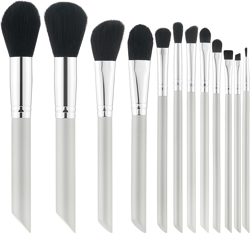 Professionelles Make-up Pinselset silber-schwarz 12-tlg. - Tools For Beauty