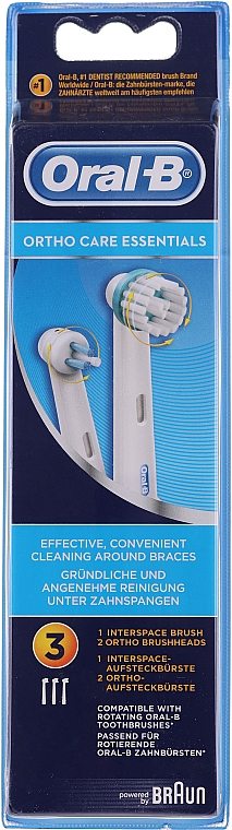 Austauschbare Zahnbürstenköpfe für elektrische Zahnbürste Ortho Care Essentials 3 St. - Oral-B Ortho Essentials — Bild N1