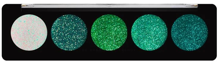 Glitzer-Palette für das Gesicht - Profusion Cosmetics 5 Shade Glitter Palette — Bild Emerald Gems