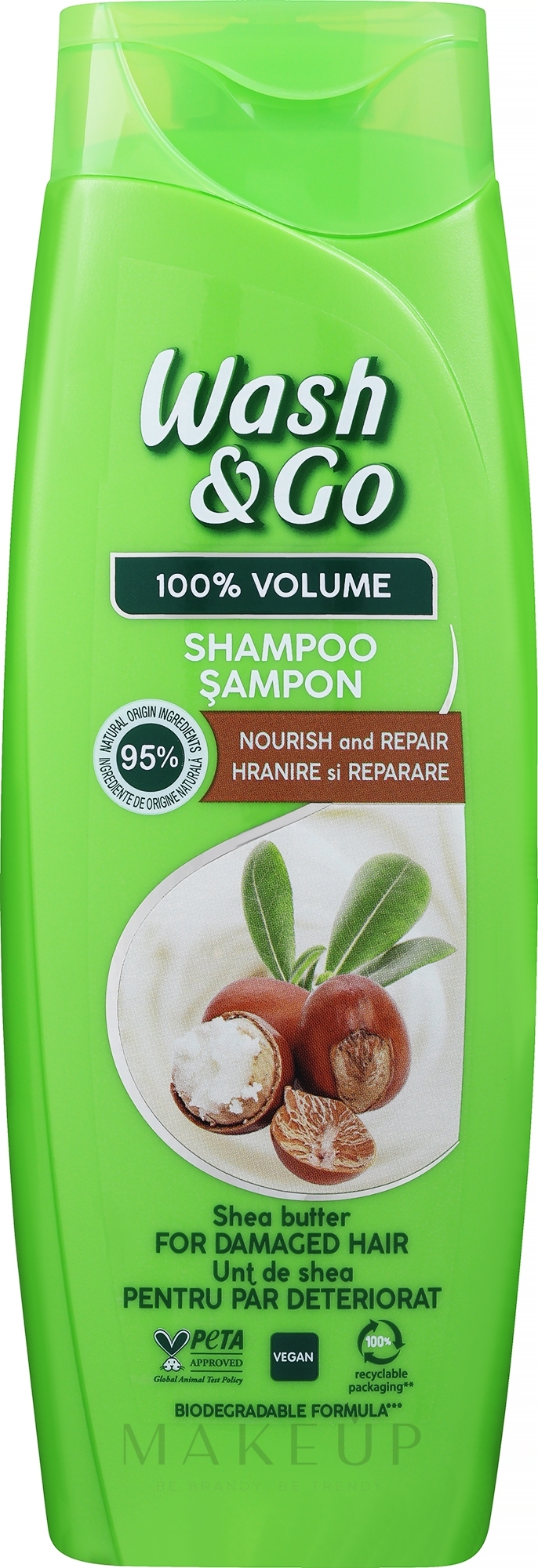 Shampoo für strapaziertes Haar mit Sheabutter - Wash&Go — Bild 360 ml