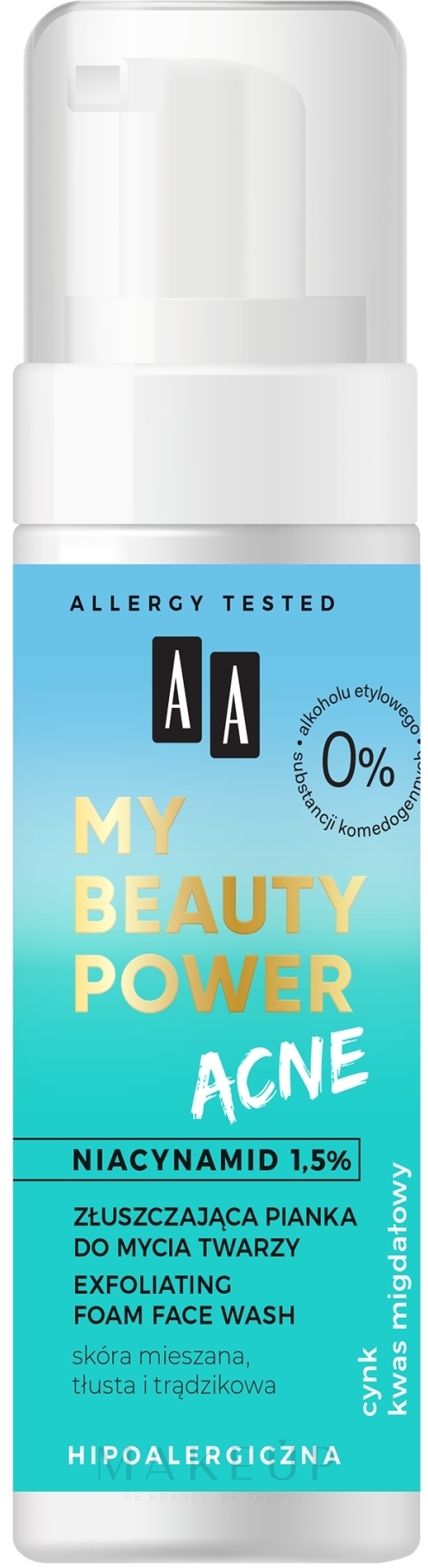 Exfolierender Waschschaum für das Gesicht mit 5% Niacinamid - AA My Beauty Power Acne — Bild 150 ml
