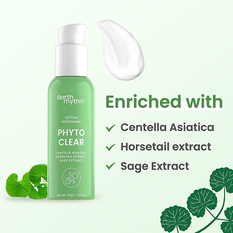 Gesichtscreme mit Centella Asiatica - Earth Rhythm Phyto Clear Oil Free Moisturiser Centella Asiatica Horsetail & Sage Extract — Bild N3