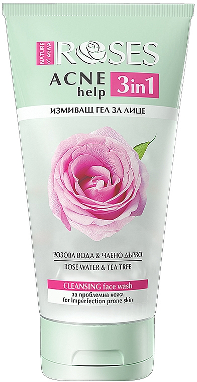 3in1 Gesichtswaschgel mit Rosenwasser und Teebaum für Problemhaut - Nature Of Agiva Roses Acne Help 3 In 1 Cleansing Face Wash — Bild N1