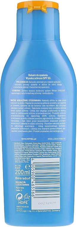 Sonnenschutzlotion SPF 50 - Nivea Sun Protect&Bronze SPF 50 — Bild N2