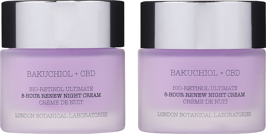 Gesichtspflegeset - London Botanical Laboratories Bakuchiol+CBD Bio-Retinol Ultimate 8-Hour Renew Night Cream (Nachtcreme 50ml + Nachtcreme 50ml) — Bild N1