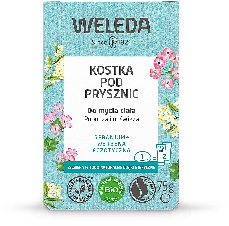 Duschseife Geranium und Litsea Cubeba - Weleda Shower Bar Solid Body Wash Geranium+Litsea Cubeba — Bild N1