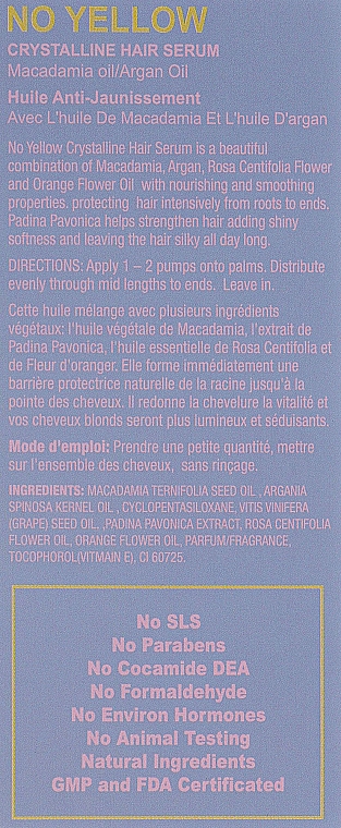 Haarserum mit Macadamia und Arganöl - Angel Professional Paris No Yellow Crystalline Hair Serum — Bild N3