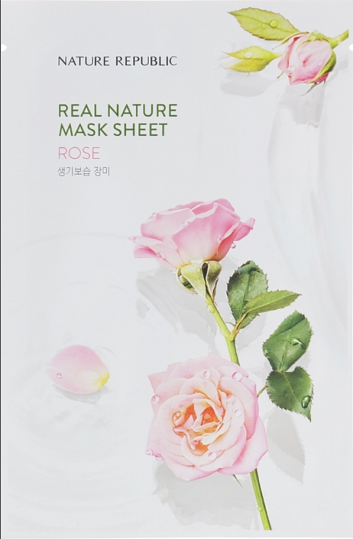 Tuchmaske für das Gesicht mit Rosenextrakt - Nature Republic Real Nature Mask Sheet Rose — Bild N1