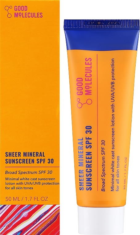 Sonnenschutzcreme für das Gesicht - Good Molecules Sheer Mineral Sunscreen SPF 30 — Bild N1