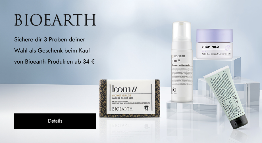 Beim Kauf von Bioearth Produkten ab 34 € erhältst du 3 Proben deiner Wahl