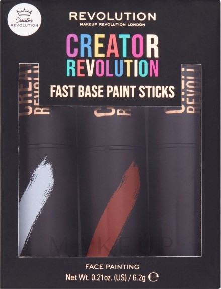 Make-up Set - Makeup Revolution Creator Fast Base Paint Stick Set White, Red & Black — Bild 6.2 g