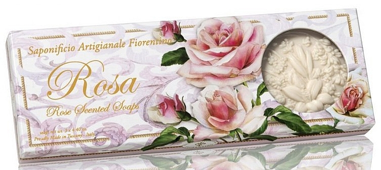 Naturseifenset Rose - Saponificio Artigianale Fiorentino Rosa Scented Soaps (Seife 3St. x125g) — Bild N1