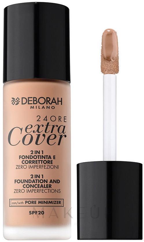 2in1 Foundation & Concealer zur Porenminimierung LSF 20 - Deborah 24Ore Extra Cover Foundation SPF 20 — Bild 04