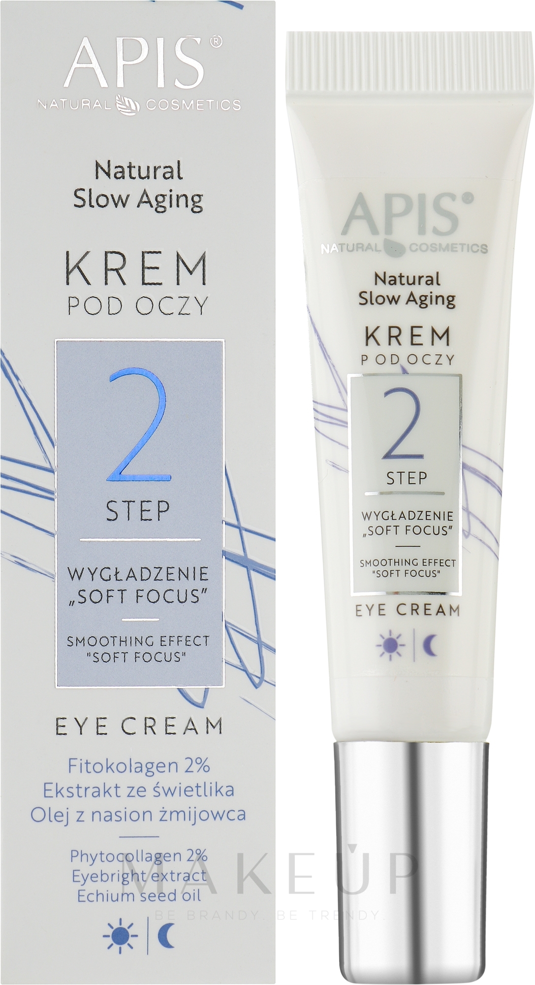 Augencreme - APIS Professional Natural Slow Aging Eye Cream Step 2 Smoothing Effect Soft Focus — Bild 15 ml