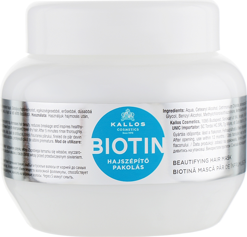Pflegende und schützende Haarmaske mit Biotin - Kallos Cosmetics Biotin Beautifying Mask
