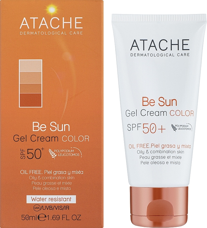 Verjüngendes getöntes Sonnenschutzcreme-Gel für fettige und Mischhaut - Atache Be Sun Gel Cream Color SPF 50+ — Bild N2