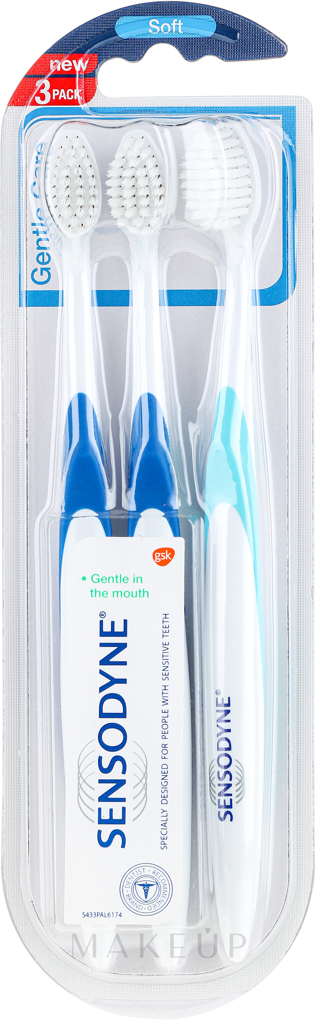Zahnbürste weich Gentle Care hellblau, blau 3 St. - Sensodyne Gentle Care Soft Toothbruhs — Bild 3 St.