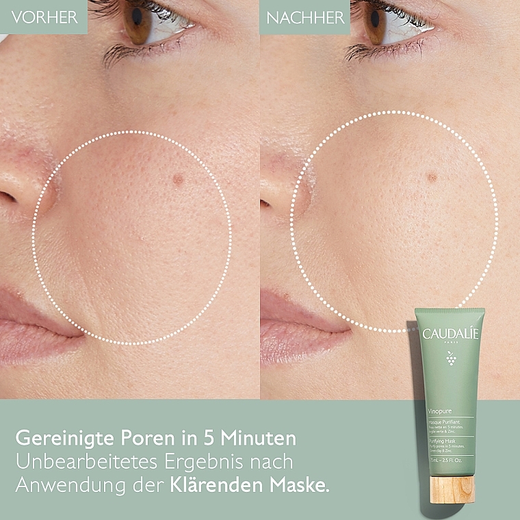 Reinigende Gesichtsmaske mit grünem Ton und Zink - Caudalie Vinopure Purifying Mask — Bild N5