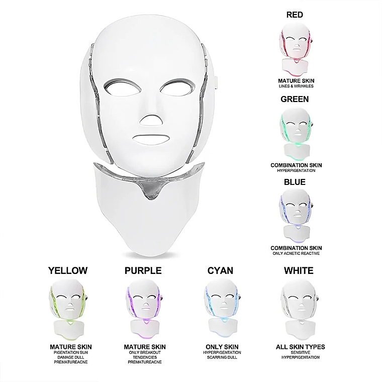 LED-Gesichtsmaske 7 Farben - Eclat Skin London Limited Edition Pro 7 Colour LED Face & Neck Mask — Bild N3