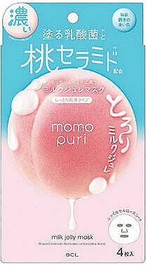 Feuchtigkeitsspendende und regenerierende Tuchmaske für das Gesicht mit Präbiotika und Pfirsichceramid - BCL Momo Puri Milk Jelly Mask — Bild N1