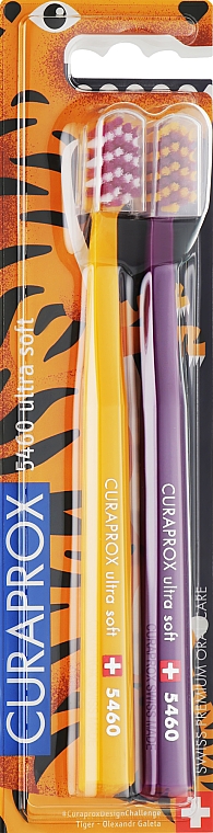 Zahnbürste Tiger Edition 2 St. gelb + violett - Curaprox Ultra Soft CS 5460 — Bild N1