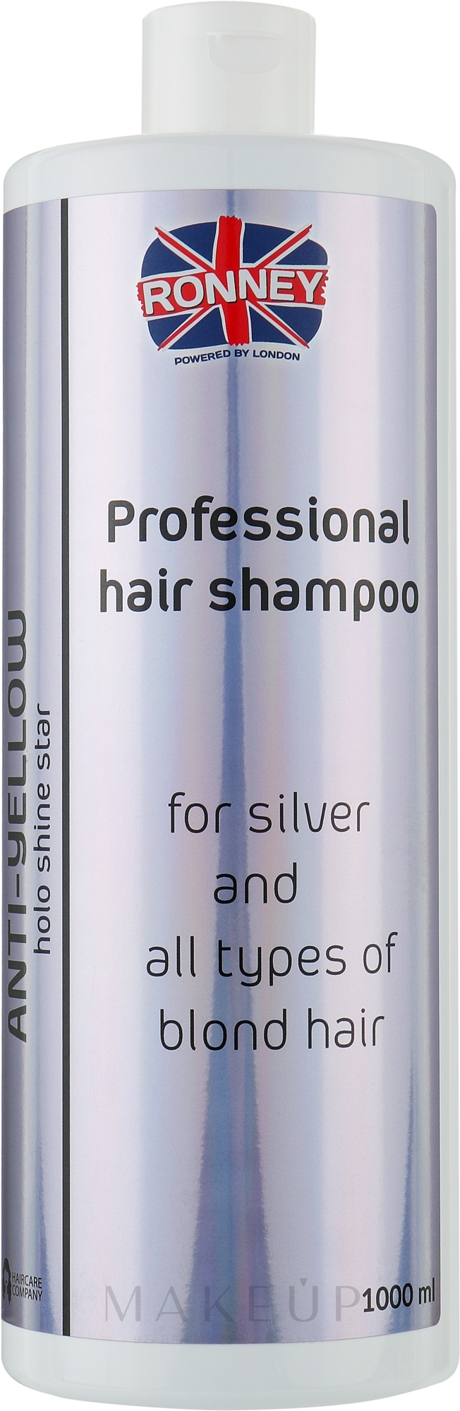 Shampoo für blondes, gebleichtes und graues Haar - Ronney Professional Holo Shine Star Anti-Yellow Shampoo — Bild 1000 ml