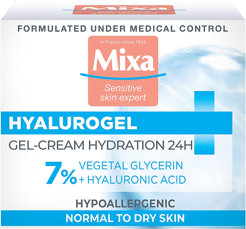 Feuchtigkeitsspendende Gel-Gesichtscreme mit Hyaluronsäure und Glycerin - Mixa Hydrating Hyalurogel Intensive Hydration — Bild N1