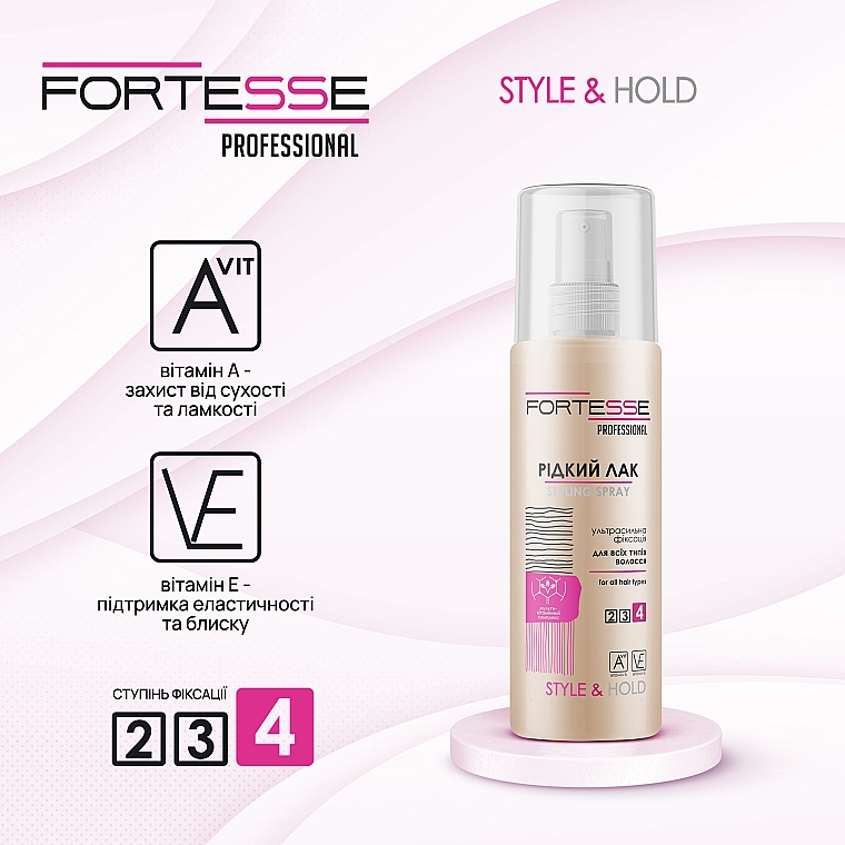 Flüssiges Haarspray mit ultrastarkem Halt - Fortesse Professional Style Hairspray Ultra Strong — Bild N2