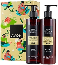 Handpflegeset Bergamotte und grüner Tee - Avon Senses Essence Duo Gift Set Bergamot & Green Tea (Handwaschlotion 250ml + Handlotion 250ml) — Bild N1