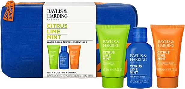 Set - Baylis & Harding Citrus Lime Mint Wash Bag Gift Set (hair/body/wash/100ml + f/wash/100ml + sh/gel/50ml + bag/1pc) — Bild N1