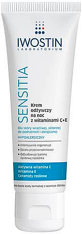 Pflegende Nachtcreme mit Vitamin C und E für sehr trockene und empfindliche Haut - Iwostin Hydro Sensitia Vitamin C+E Face Cream — Bild N2