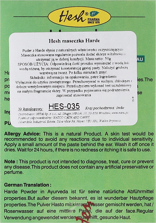 Reinigungspuder für Gesicht mit Chebulischer Myrobalane - Hesh Harde Powder — Bild N2