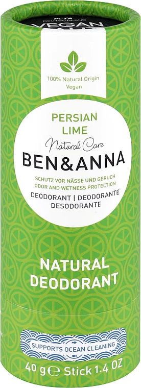 Deodorant auf Basis von Soda Persian Lime (Karton) - Ben & Anna Natural Care Persian Lime Deodorant Paper Tube — Bild N1