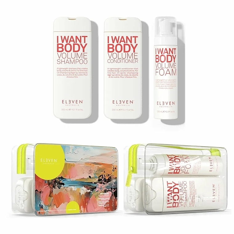 Set - Eleven Australia Volume Holiday Trio (shm/300ml + cond/300ml + h/foam/200ml + bag) — Bild N1