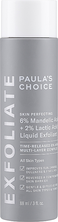 Gesichtspeeling mit 6% Mandelsäure und 2% Milchsäure - Paula's Choice Skin Perfecting 6% Mandelic + 2% Lactic Acid AHA Liquid Exfoliant — Bild N1
