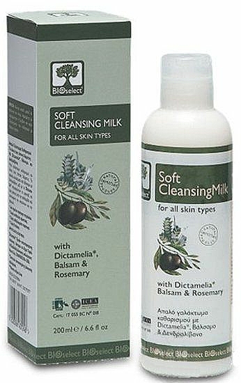 Sanfte Reinigungsmilch mit Dictamelia, Olivenöl & Rosmarin - BIOselect Soft Cleansing Milk For All Skin Types