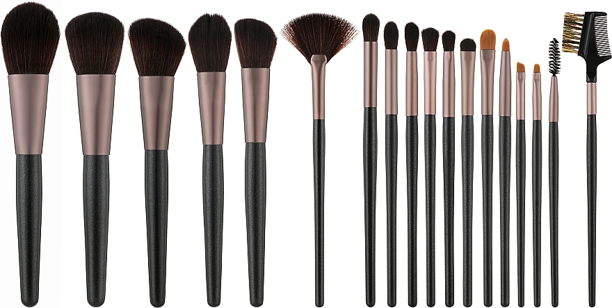 Make-up Pinselset 18-tlg. schwarz - Tools For Beauty MiMo Makeup Brush Black Set — Bild N1