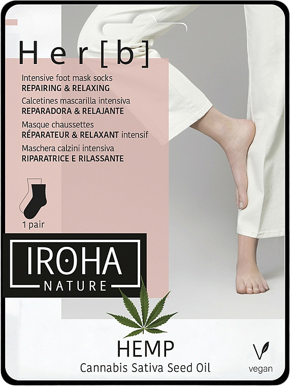 Fußmaske in Socken mit Hanföl - Iroha Nature HEMP Cannabis Foot Mask — Bild N1