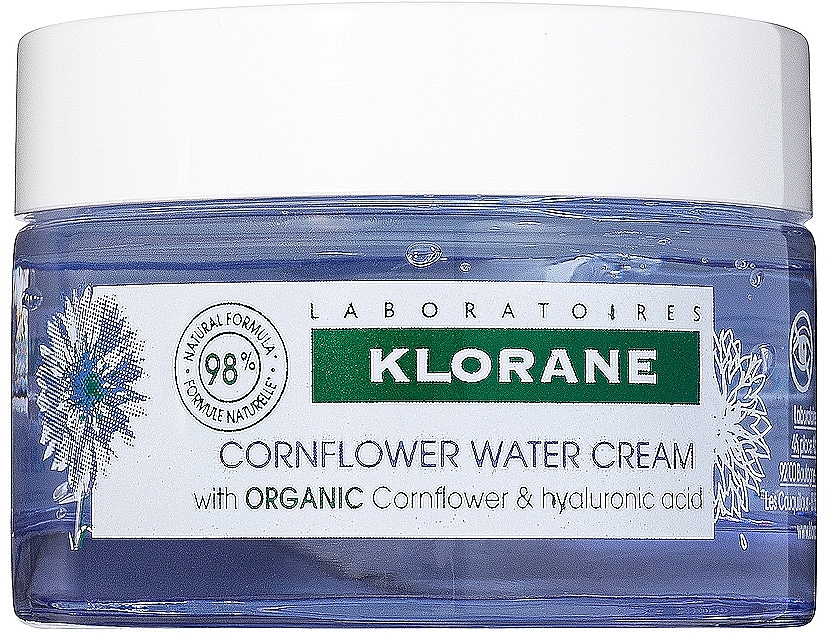 Feuchtigkeitsspendende und beruhigende Gesichtscreme mit Bio-Kornblumenwasser und Hyaluronsäure - Klorane Cornflower Water Cream — Bild N1
